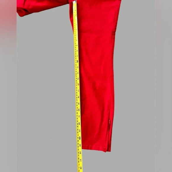 Liz Claiborne Slim Ankle Pants Sits At Waist Red Women Size 4 Ankle Zippers New - Picture 4 of 7